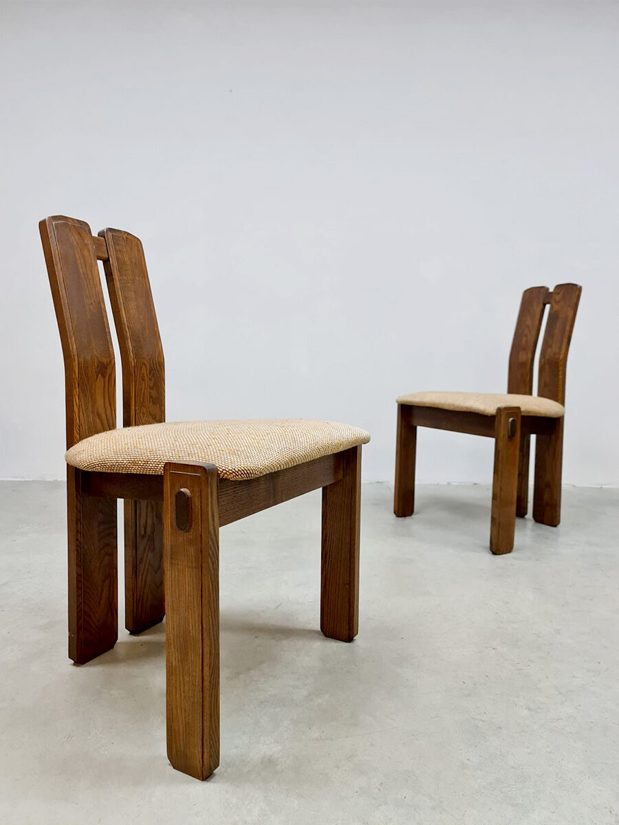 Midcentury oak dining chairs vintage 'Brutalism'
