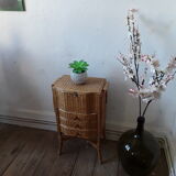 Vintage rattan chest of drawers 60s