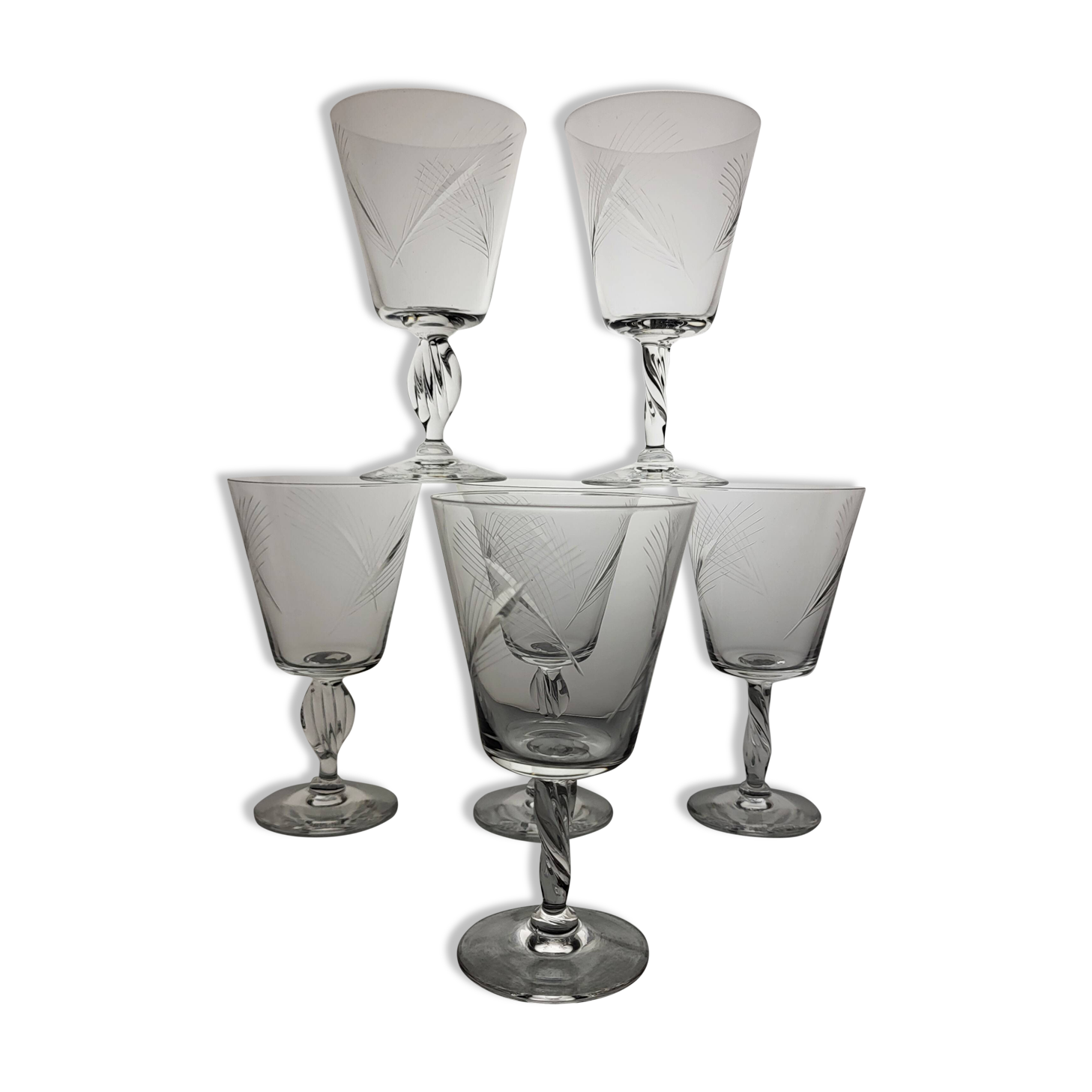 6 crystal wine glasses from the 60s (wheat)