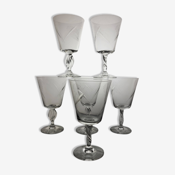 6 crystal wine glasses from the 60s (wheat)