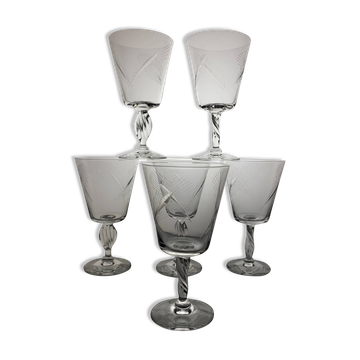 6 verres à vin en cristal Années 60 (blé)