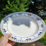 Plat de service Sarreguemines Ribeauville Ocre et bleu