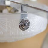 Art deco nickel plated bronze chandelier with art deco tulip glass, ceiling lamp, art deco pendant light, 30