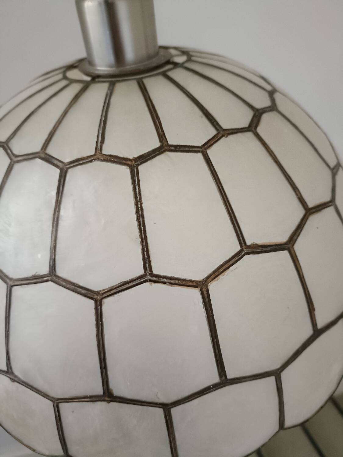Vintage mother-of-pearl and brass pendant light