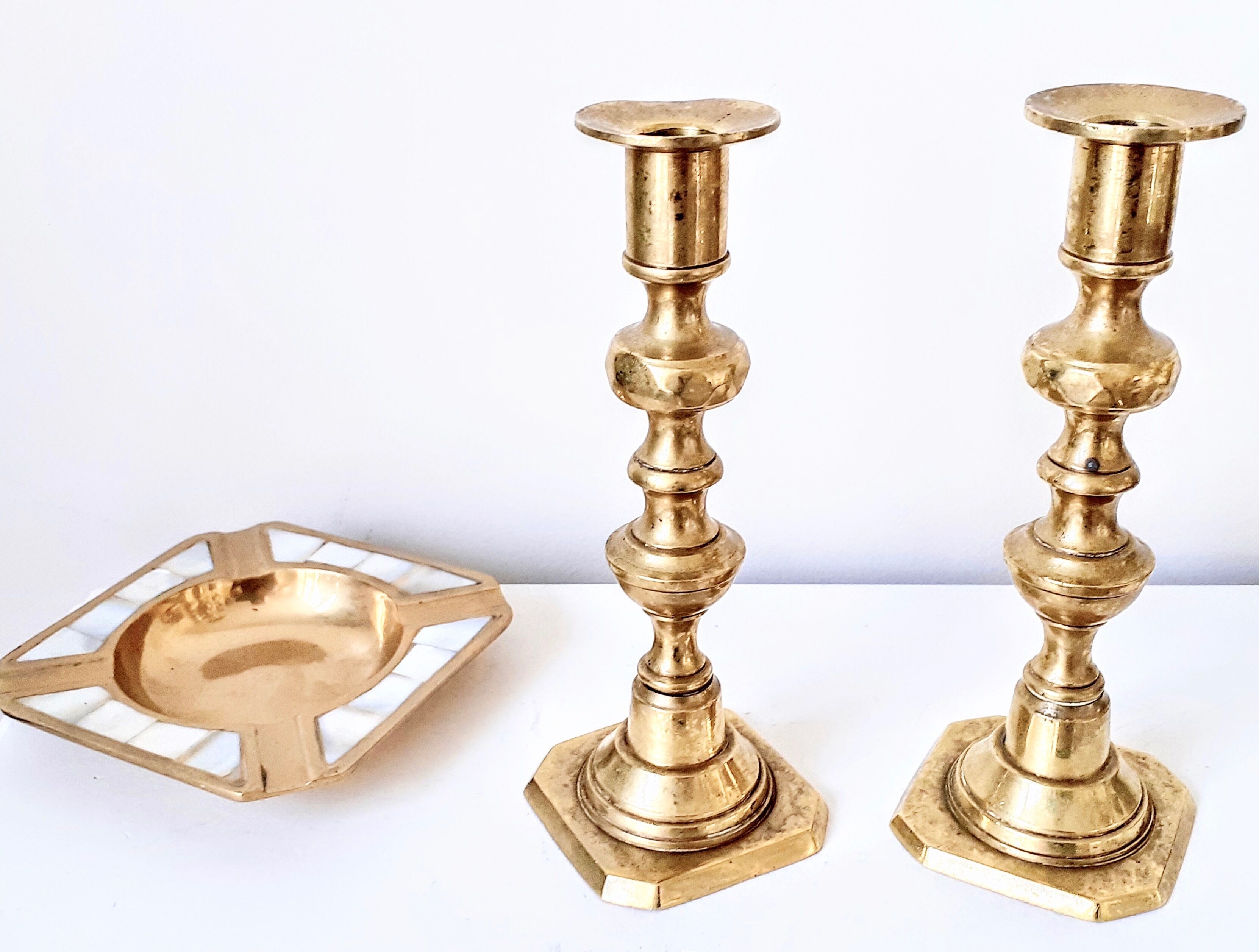 Pair of brass candlesticks