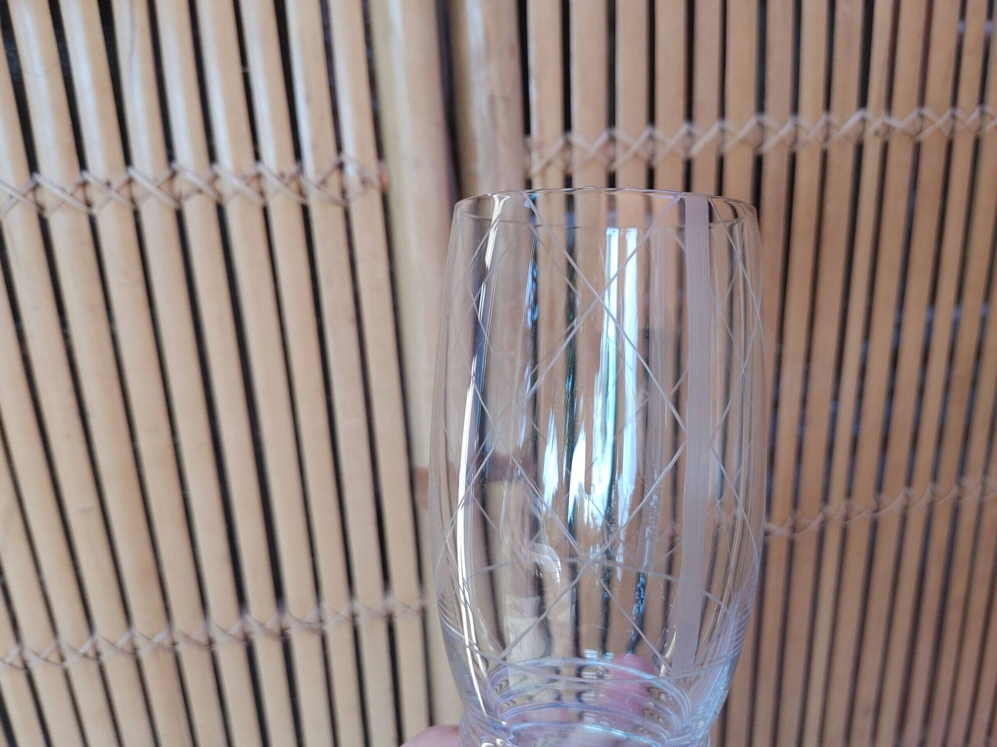 6 large old orangeade glasses - engraved crystal base, typical of the 1930s