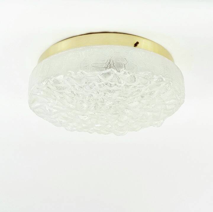 Large Mid-Century Modern Murano Ice Glass Flush Mount from Doria, 1960s