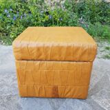 Leather patchwork chuff pouf 1970