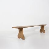 French Antique primitive wooden bench with nice patina