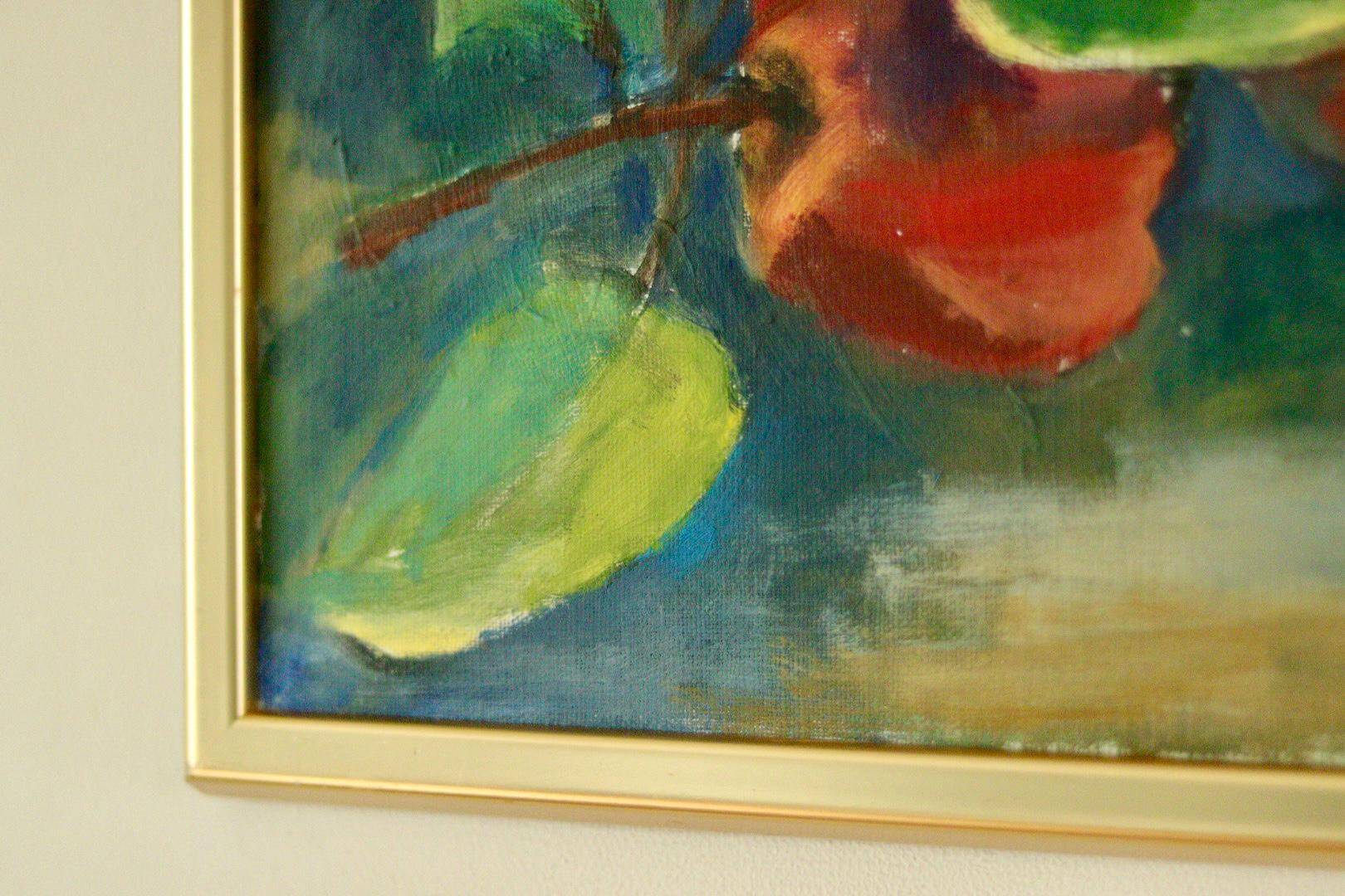 Mid-20th century original still life oil on canvas – apples