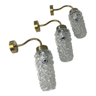 Lot 3 vintage glass wall lamps