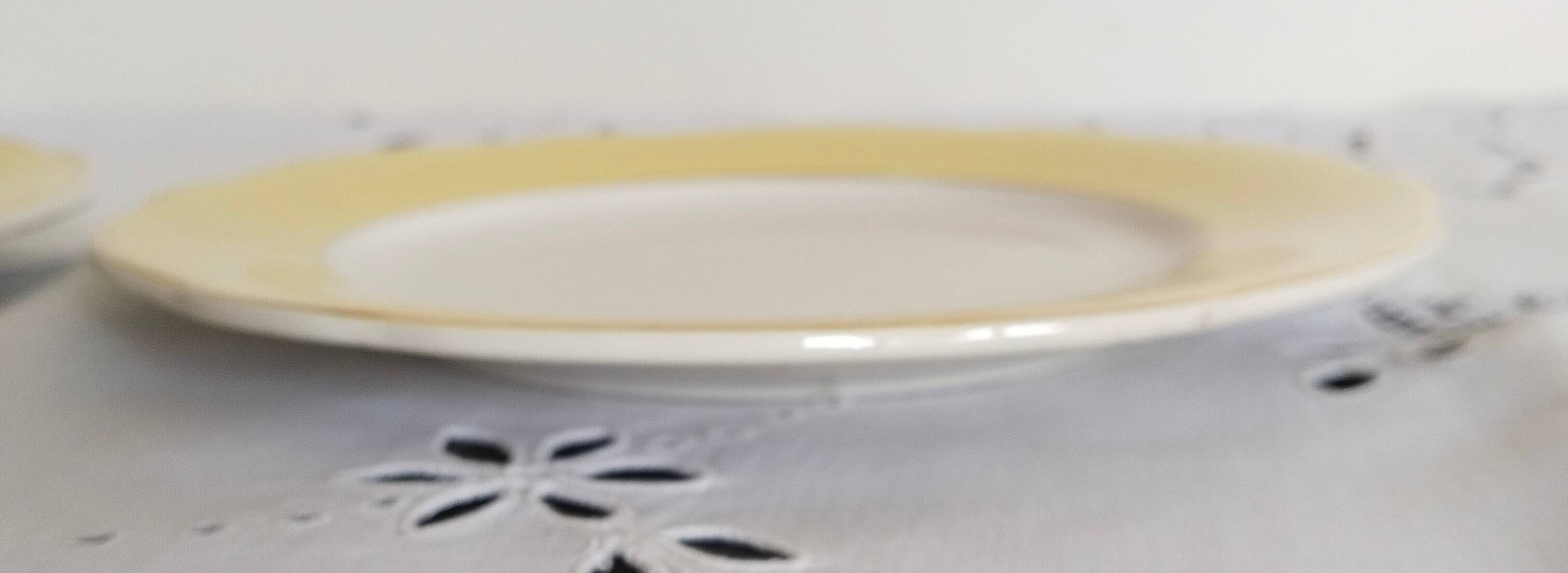 Yellow dessert service in Lunéville earthenware, Jonquille model