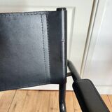 Pair of Cantilever armchairs in leather and black tubular - 1970s