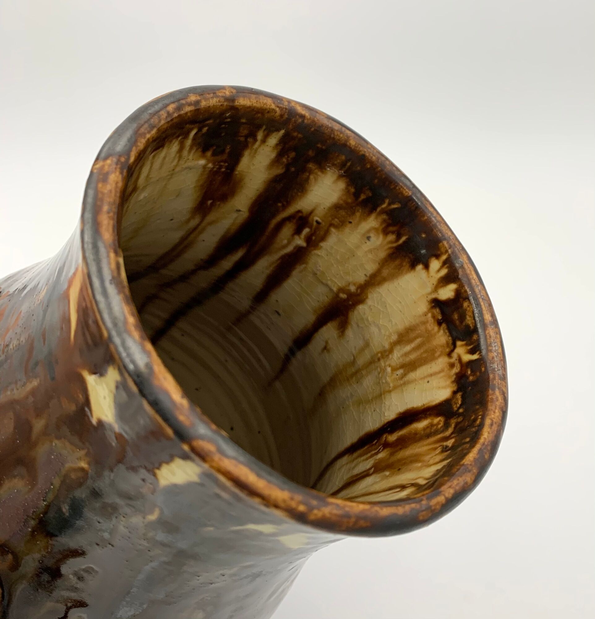 Old enamelled sandstone vase, by Joseph Talbot, Sandstone of La Borneé - 1930s