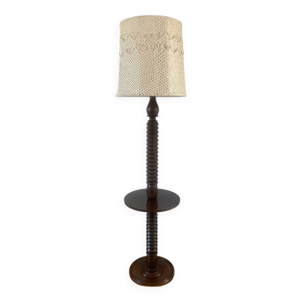 1940s floor lamp in turned wood