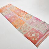 3x10 Turkish Pink & Orange Vintage Runner Rug, 91x316Cm