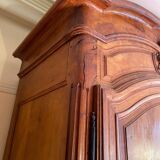Bridal wardrobe with gendarme hat in solid cherry wood 18th century