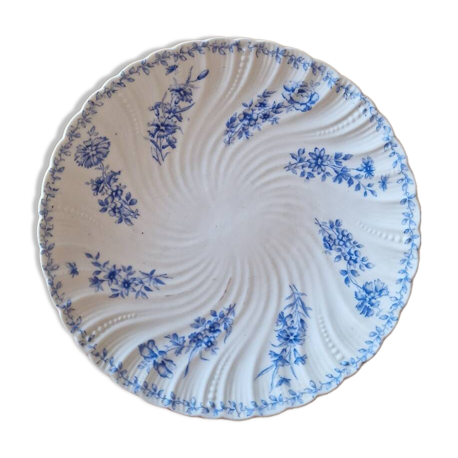 Vintage Sarreguemines porcelain dessert plate with flowers