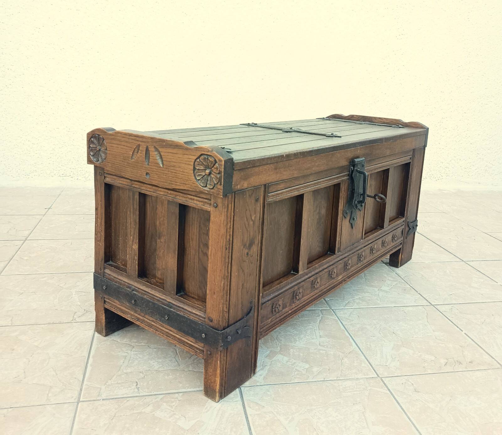 Rustic solid oak chest
