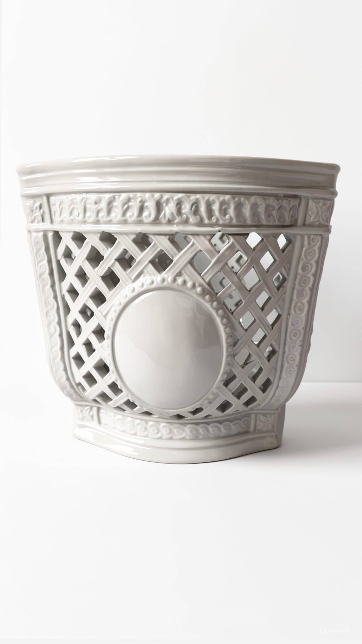 Openwork planter in Italian earthenware