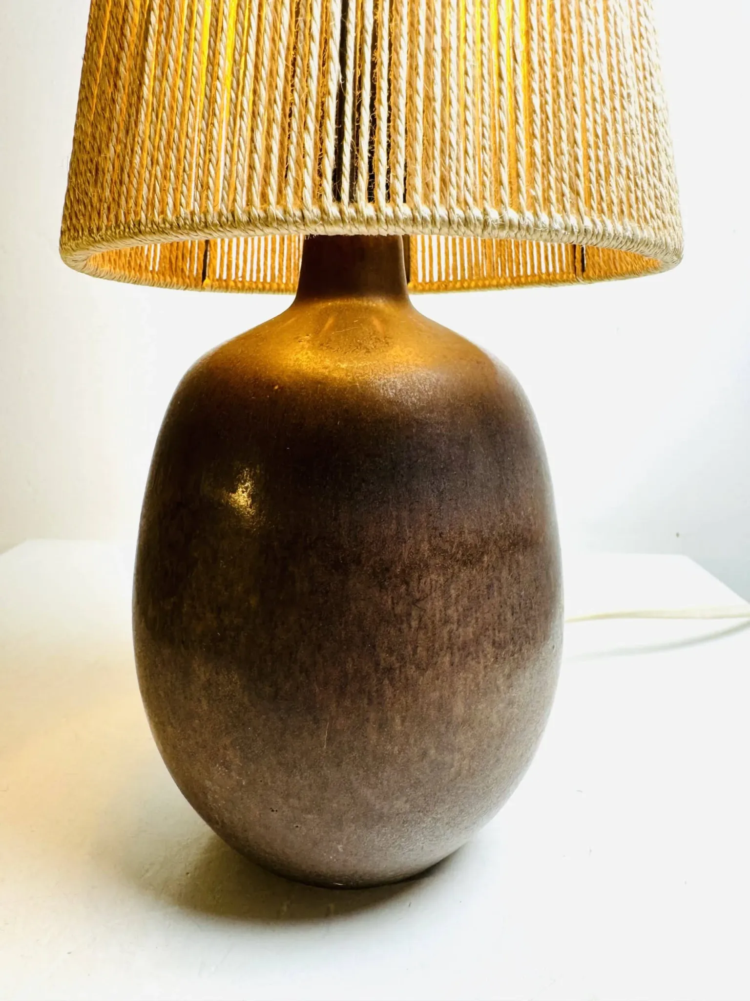 Ceramic And Sisal Table Lamp By Agne Aronsson, Sweden, 1960S