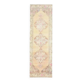 Tapis de couloir turc Oushak fait main en laine et coton, années 1970