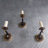3 brass sconces with lampshade, 50