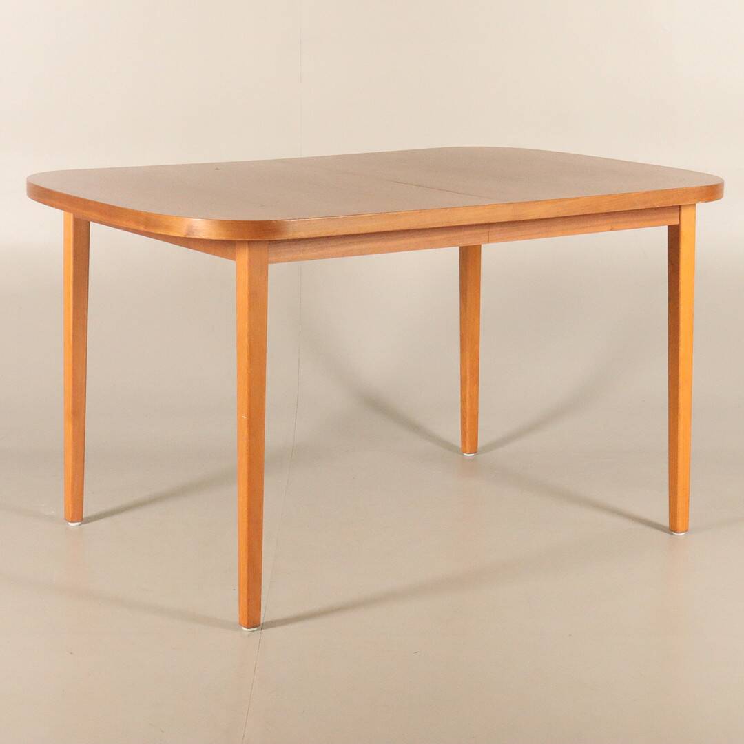 Vintage teak dining table with 2 extensions 1960 suede