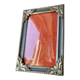 Vintage Silver & Grey Metal Picture Frame convex glass
