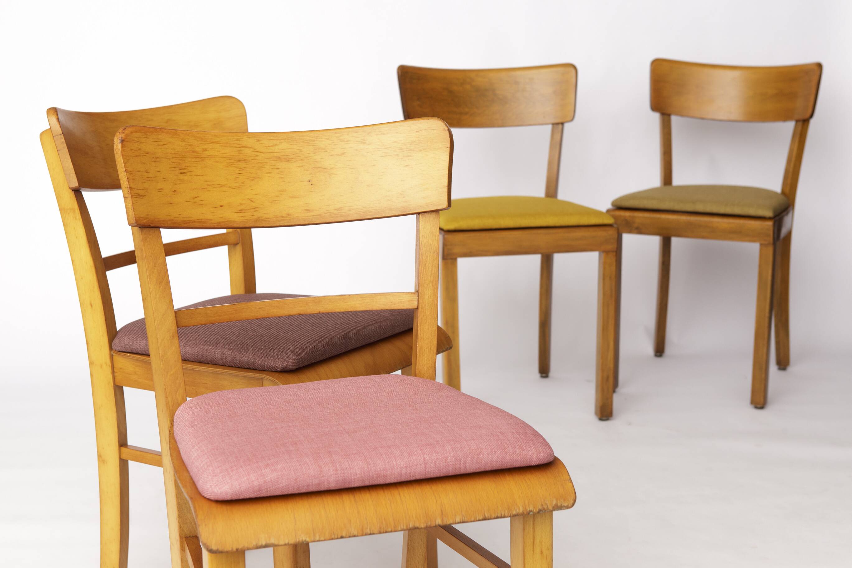 Set of 6 Vintage German Dining Chairs, 1950s–1960s | Beech Wood Frames