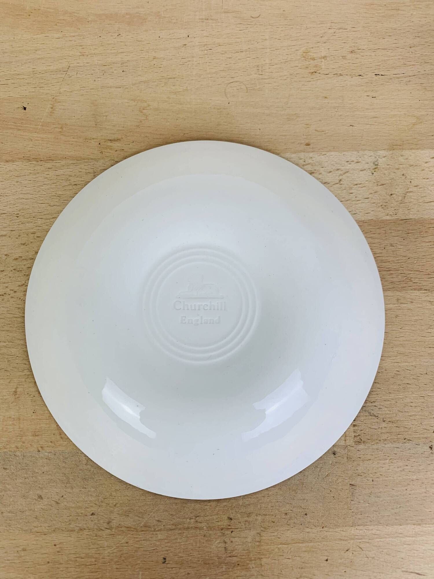 6 Churchill English ironstone soup plates, blue
