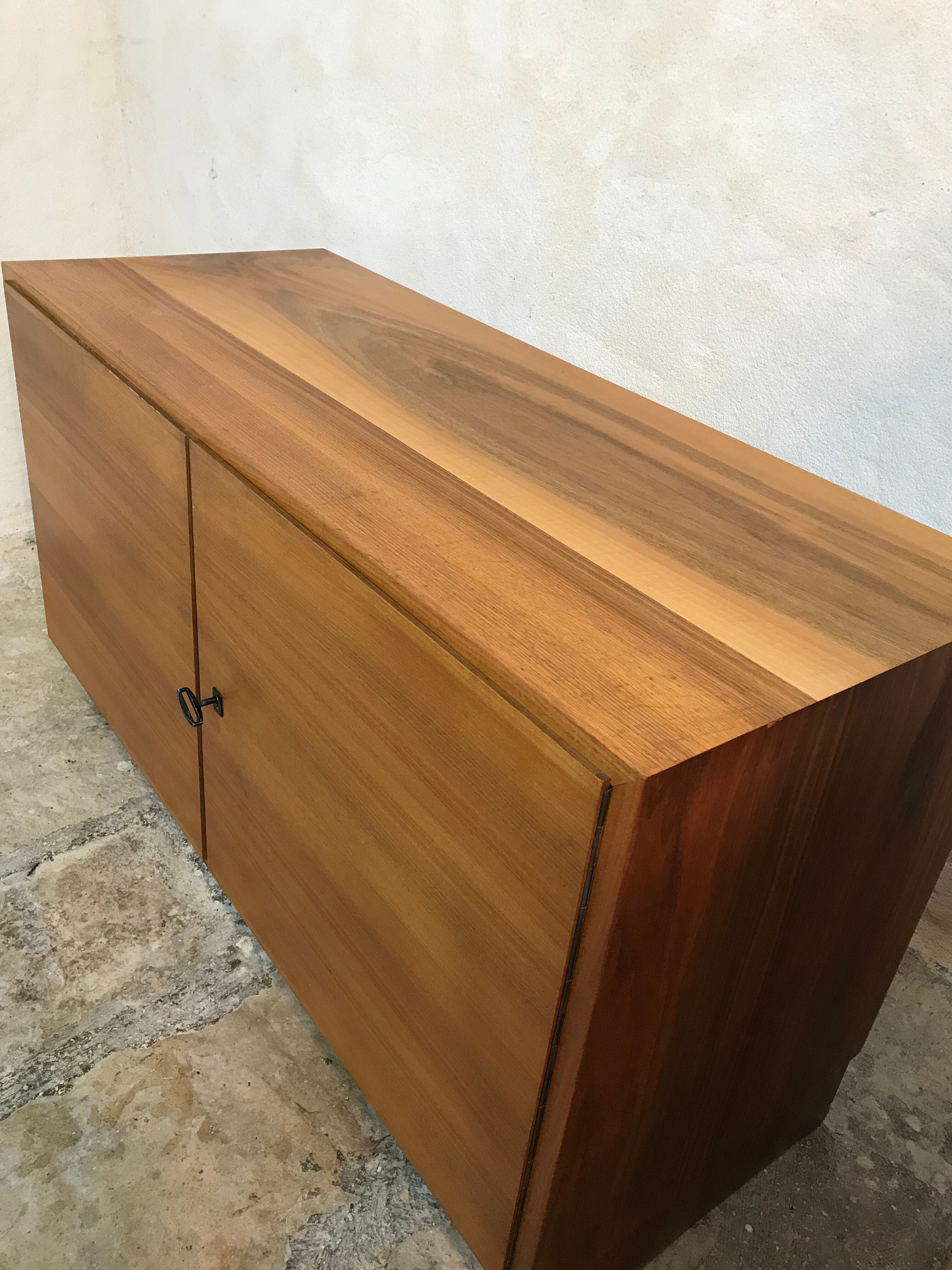 Buffet Box storage cabinet vintage blond walnut 1960-80's