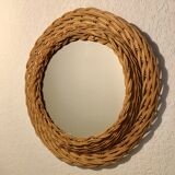 Vintage Wicker round mirror 42x42cm