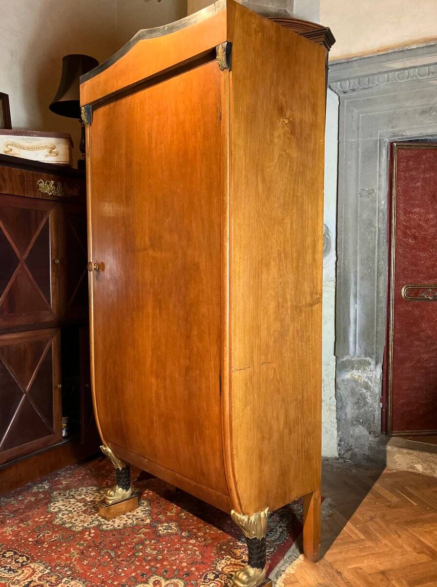Biedermeier Armoire with Intricate Carvings and Urn Shape
