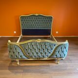 Upholstered bed Louis XVI blue style
