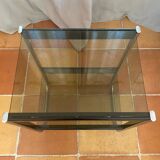 Serving trolley, side table, chrome metal and smoked glass, 1970s