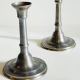 Pair of vintage pewter candlesticks