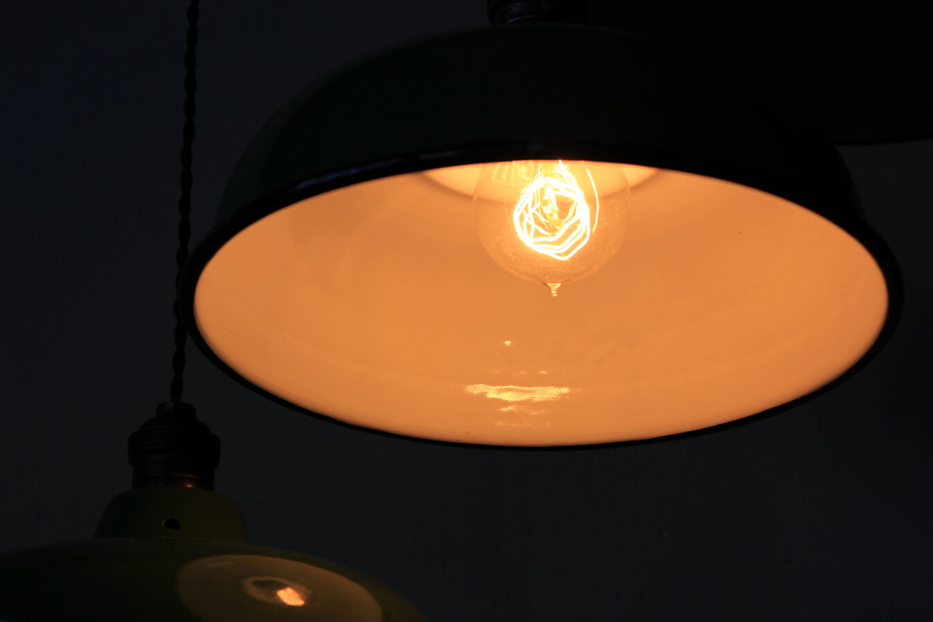 Abat jour emaillé lampe industrielle vert bouteille