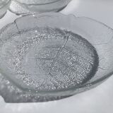 4 coupelles creuses feuilles texturées verre
