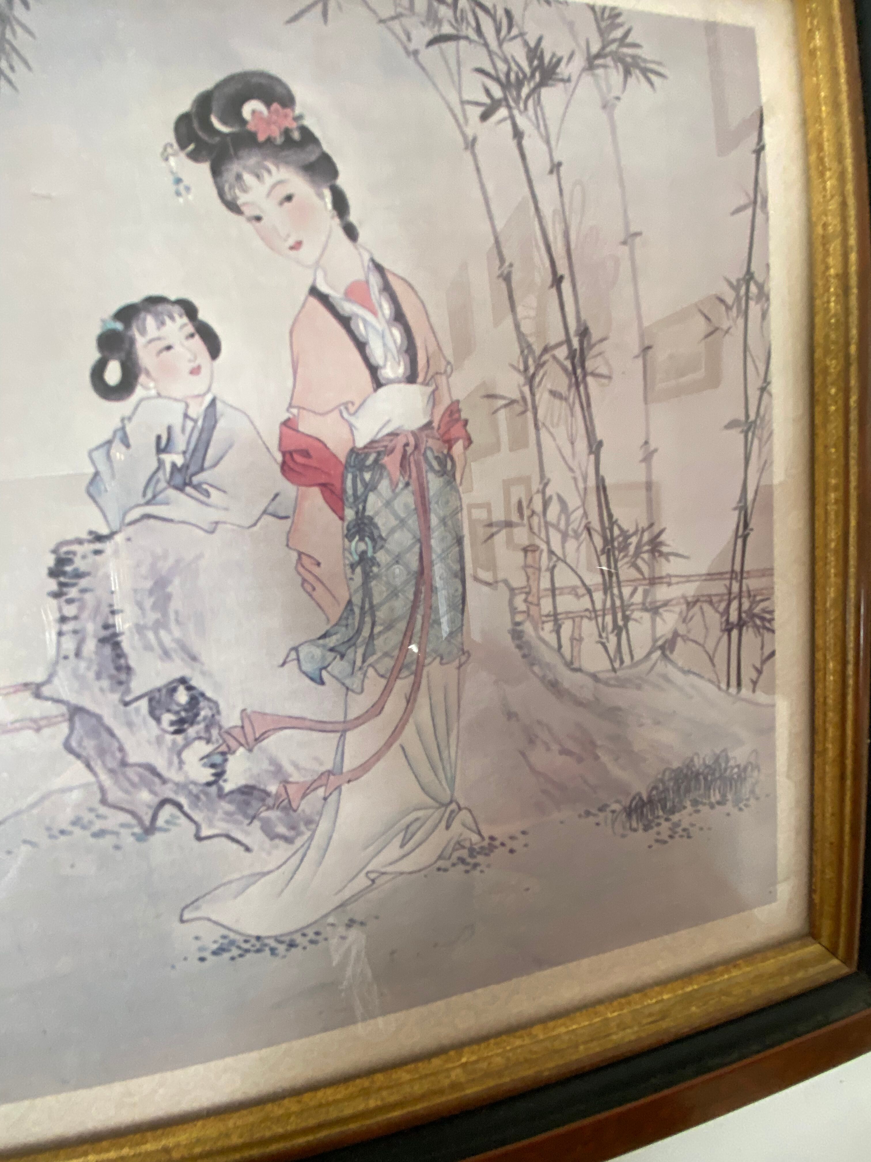 Two Japanese prints reproductions on paper 70s