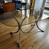 Glass and metal table