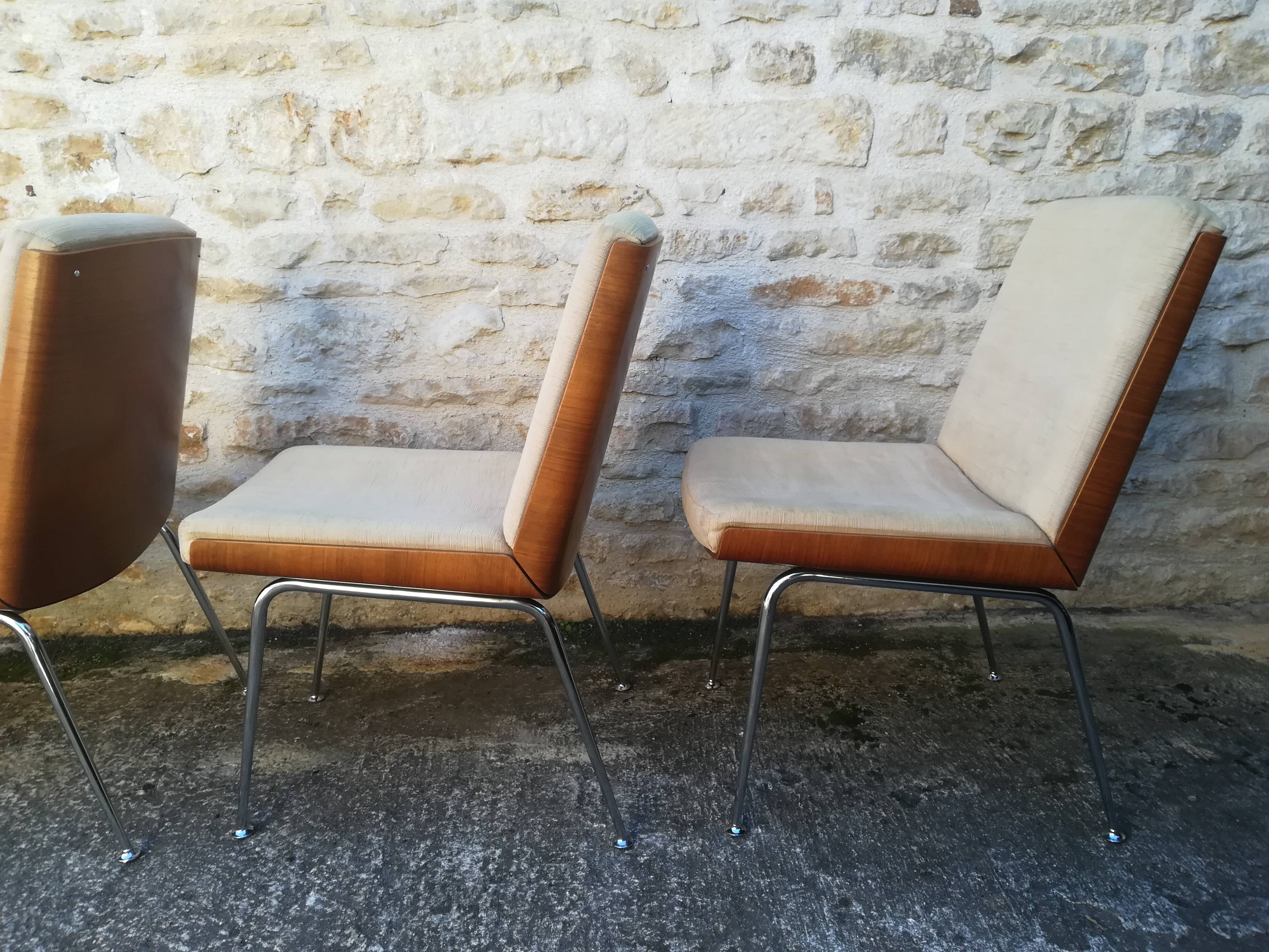 Wooden and fabric shell chairs