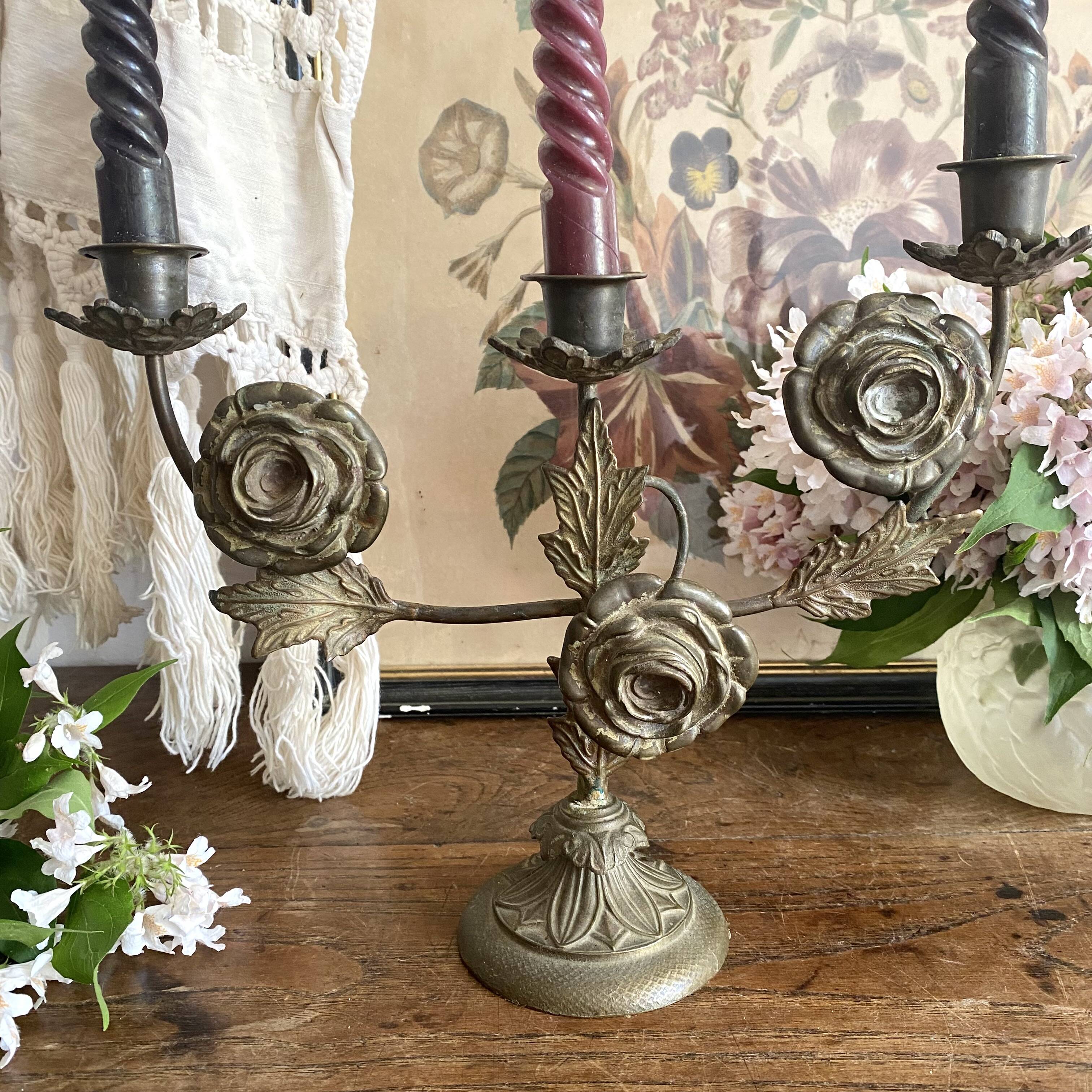 Antique 3-light 19th century candlestick