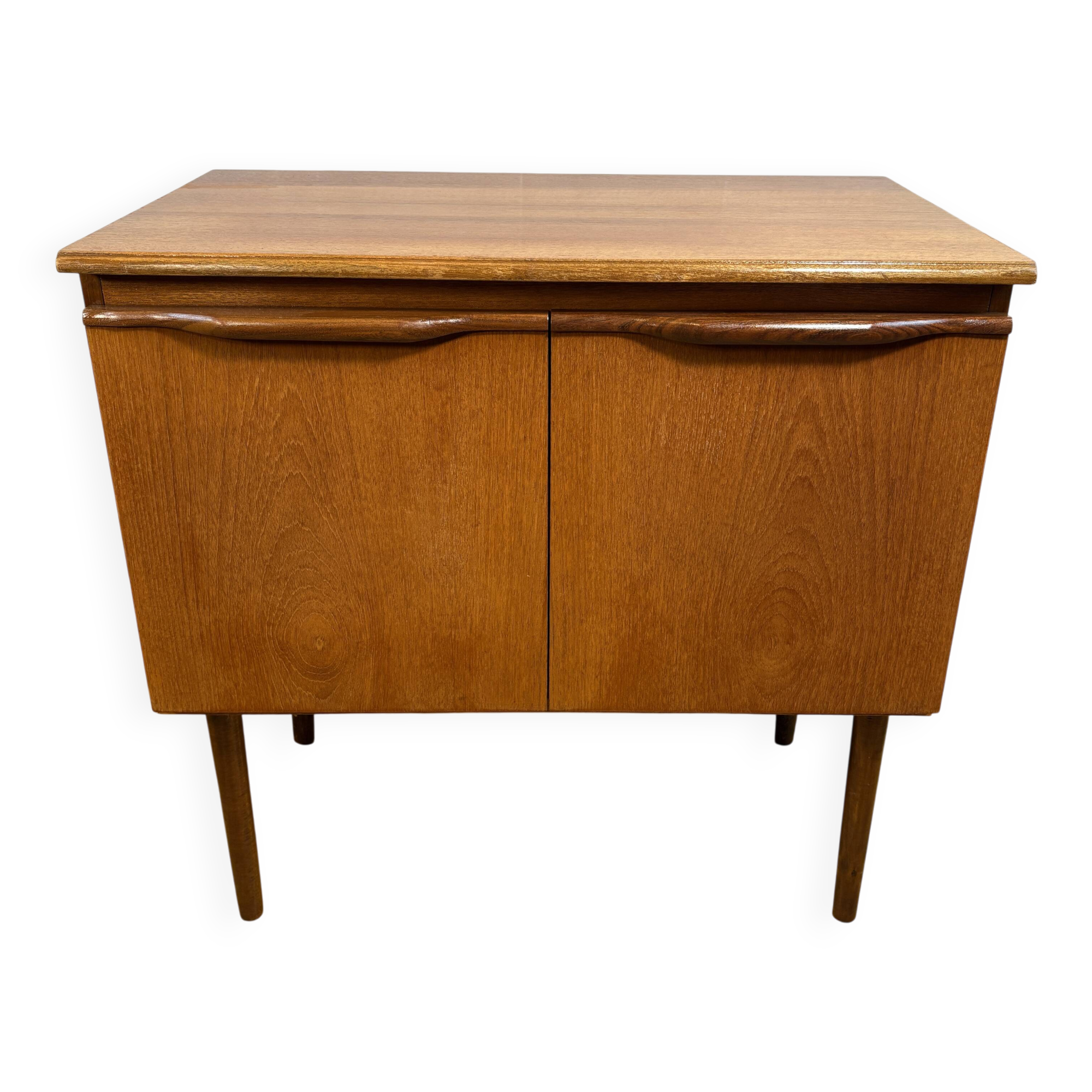 Mid-Century Retro Vintage Teak Record Cabinet 1960  Organically Formed Hand