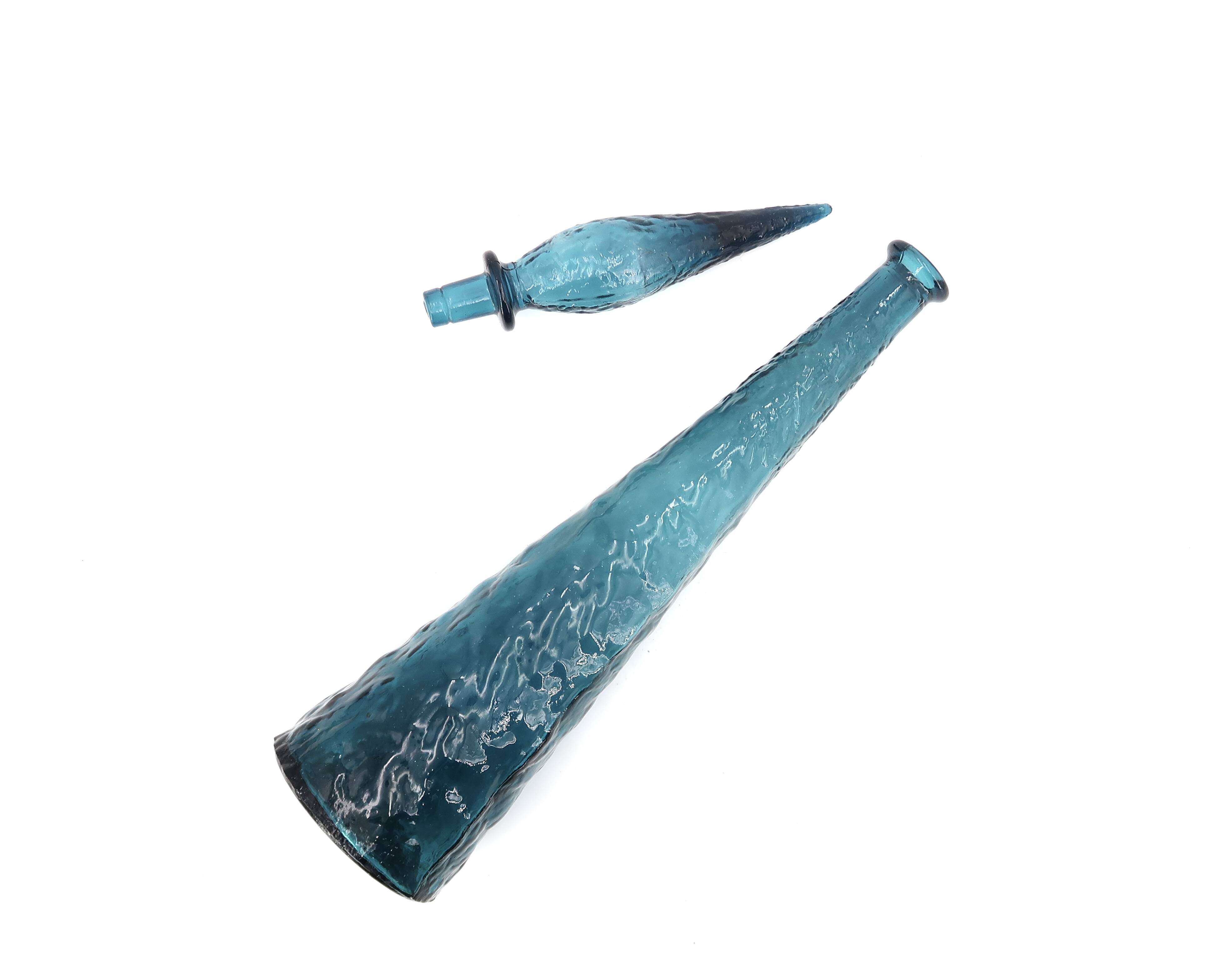 Empoli Italian carafe in blue glass, 1960s