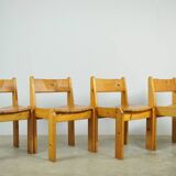 4 chaises en pin de style brutaliste, Ate van APELDOORN, années 1970