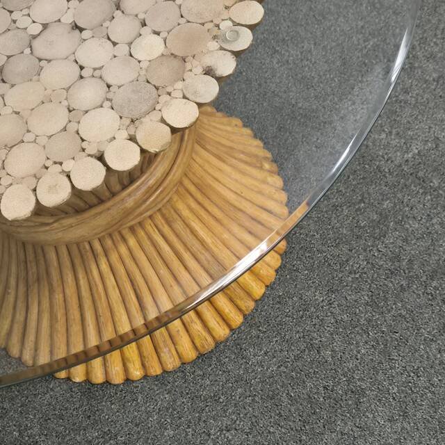Table d'appoint en graine de blé john mcguire - années 1970