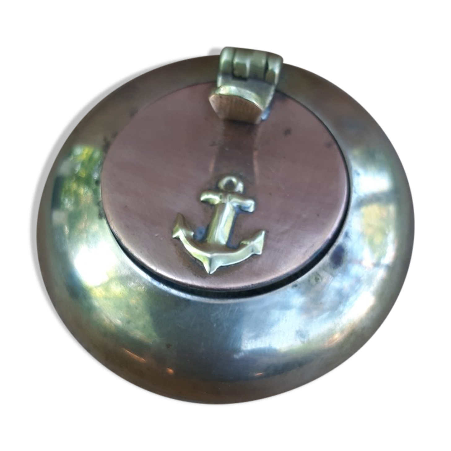 brass and copper navy ink ashtray
