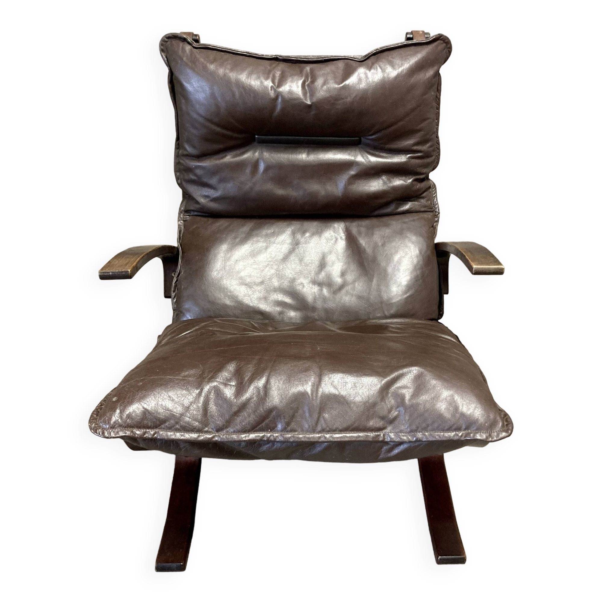 Fauteuil cuir 2 "design scandinave" 1950.
