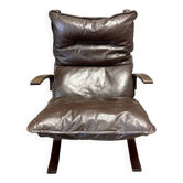 Fauteuil cuir 2 "design scandinave" 1950.